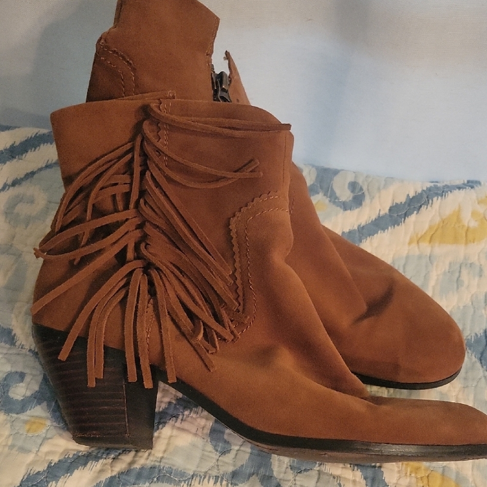 Sam Edelman Brown Suede Fringe Ankle Boots